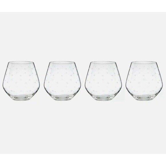 kate spade Other - NIB Kate Spade Lenox LARABEE DOT Set of 4 Stemless Wine Glasses 12 Oz